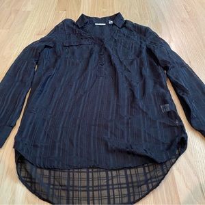 Womens- New York & Company size S long sleeve button down semi sheer blouse